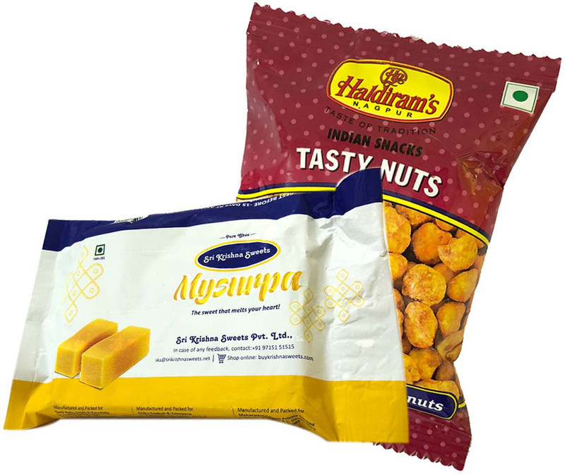 Mithai4all Diwali Gift Hamper of Mysurpa, Tasty Nuts (150gms) with Paper Bag Combo(1 Hamper)