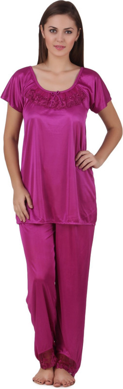 Freely Women Solid Light Blue Top & Pyjama Set