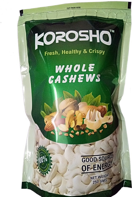 korosho WHOLE CASHEWS Cashews(250 g)