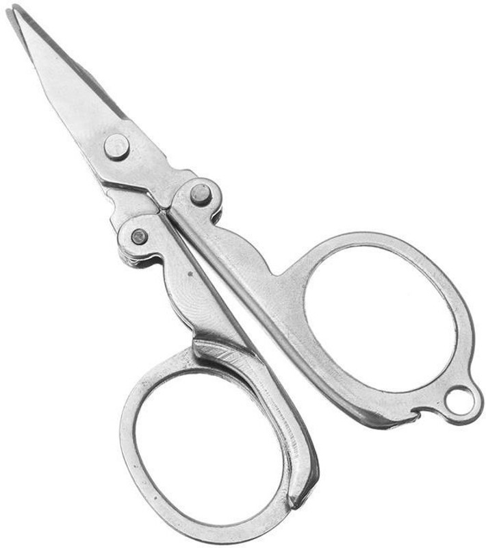 cge store Mini Small EDC Stainless steel fold Scissor tijera tesoura Pocket Tool Utility Gadget Portable Camp Hike Travel First aid kit,Straight Scissors Steel for Moustache/Beard Trimming/Hair Scissors(Set of 1, Multicolor)