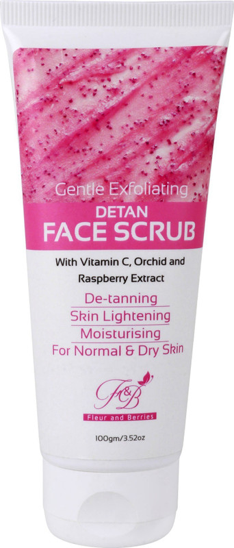 fleur and berries Gentle Exfoliating Detan Face Scrub,100 gm Scrub(100 g)