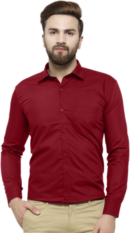 huen benzz Men Solid Formal Maroon Shirt