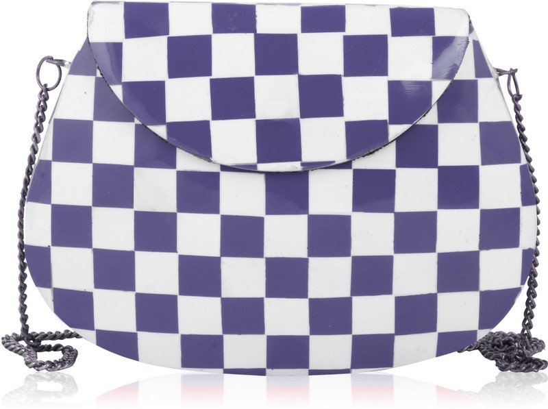 samaa Blue, White Shoulder Bag