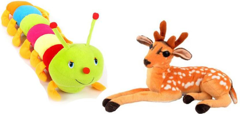 saburi Combo Of Multicolor Caterpillar (55 Cm) And Dear (49 Cm) (Multicolor)  - 12 cm(Multicolor)