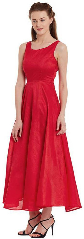 murti Women Fit and Flare Red Dress