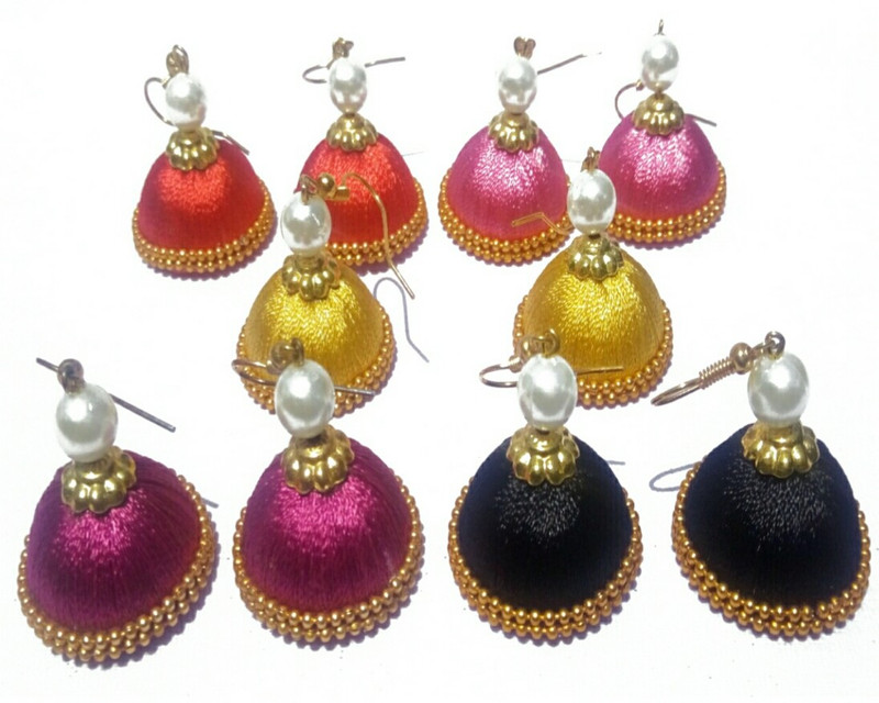 tanu art craft New styalish silk thread earring Pearl Silk Dori Earring Set