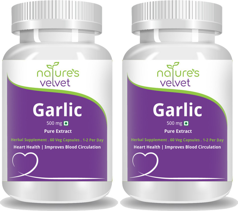 Natures Velvet Lifecare Garlic Pure Extract 500 mg, 60 Veggie Capsules - Pack of 2(500 mg)