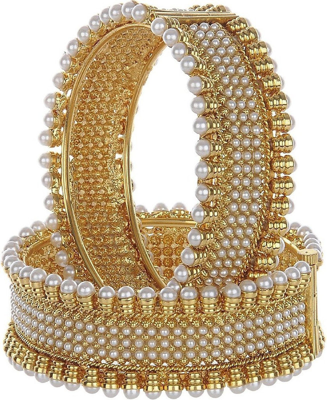 khetlazee Alloy Pearl Gold-plated Bangle Set(Pack of 2)