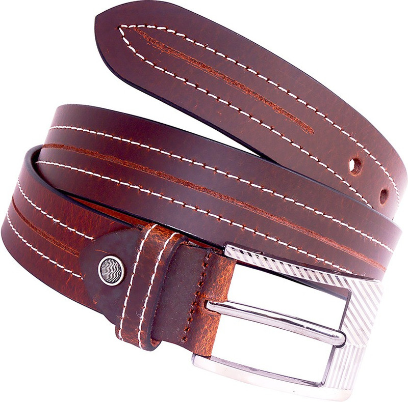 earnam Men Party Brown Genuine Leather Belt