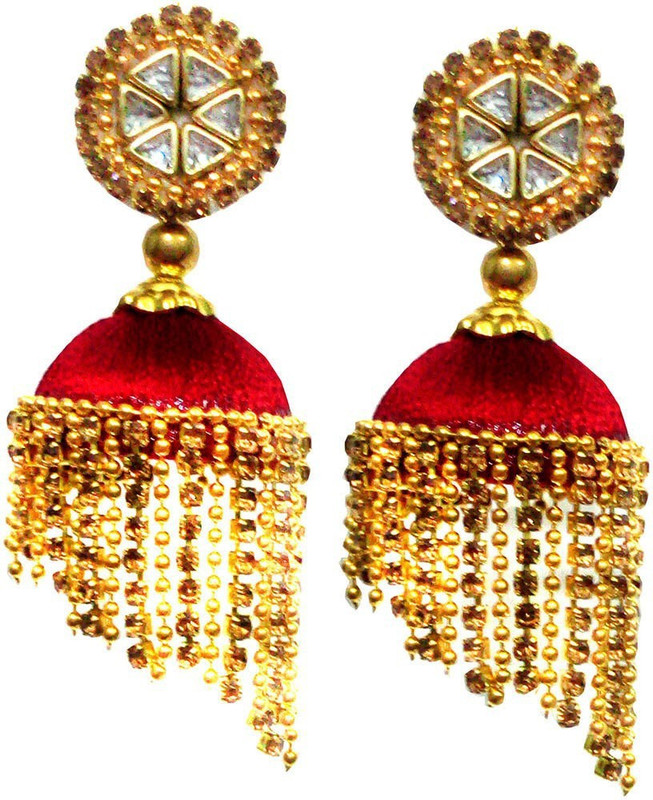 blue jays hub Blue jays hub silk thread and kundan ear rings for women/girls Beads Silk Dori Jhumki Earring