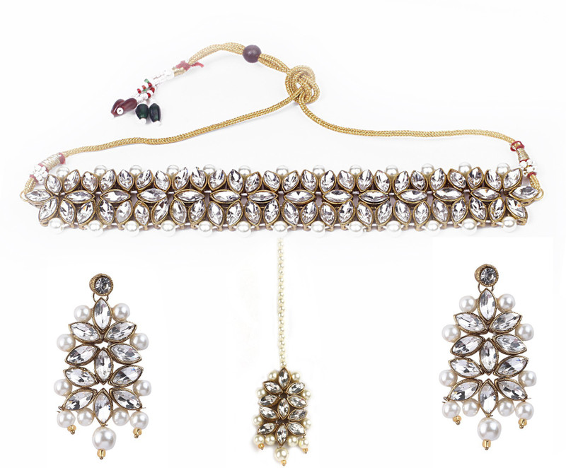 hariomcreations Alloy Jewel Set(White, Gold)