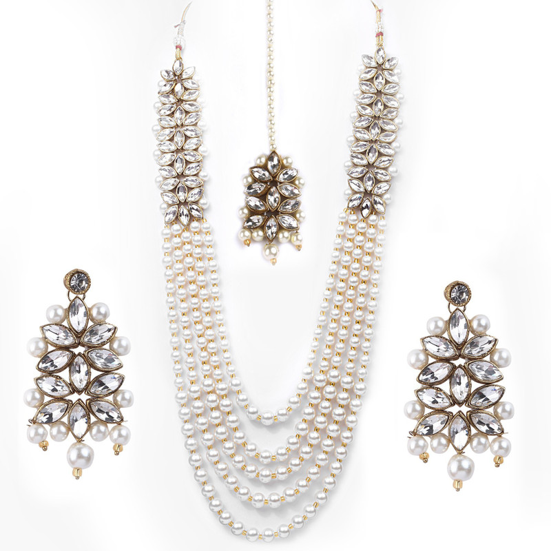 hariomcreations Alloy Jewel Set(White, Gold)