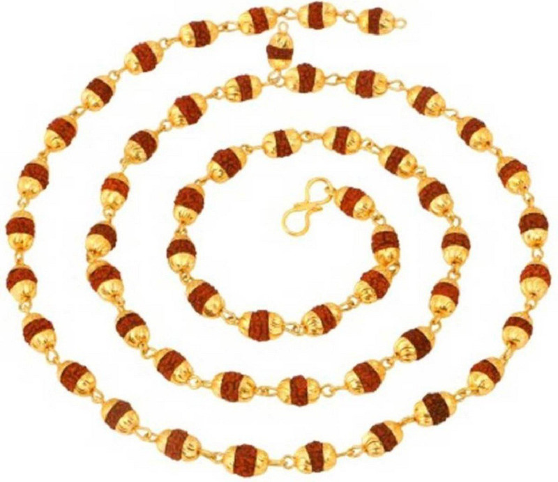 haridwar astro 100% Original Lab Certified Nepal Rudraksha Mala with 108 Beads in 6mm size Gold-plated Plated Alloy Chain