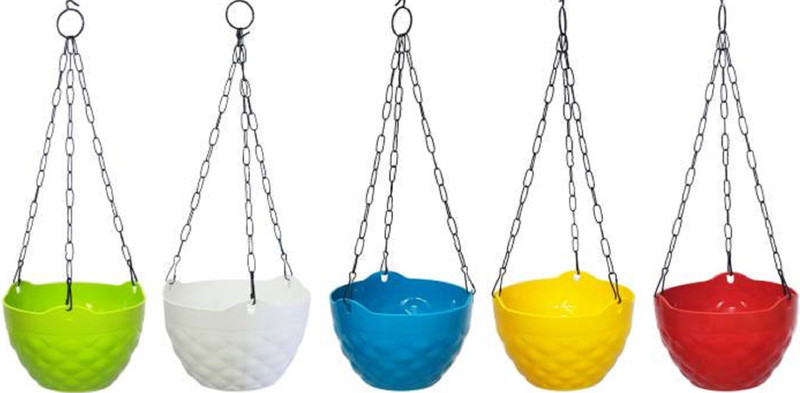 khoji Diamond Hanging Pot- A set of Five pots Plant Container(Plastic, External Height - 19 cm)