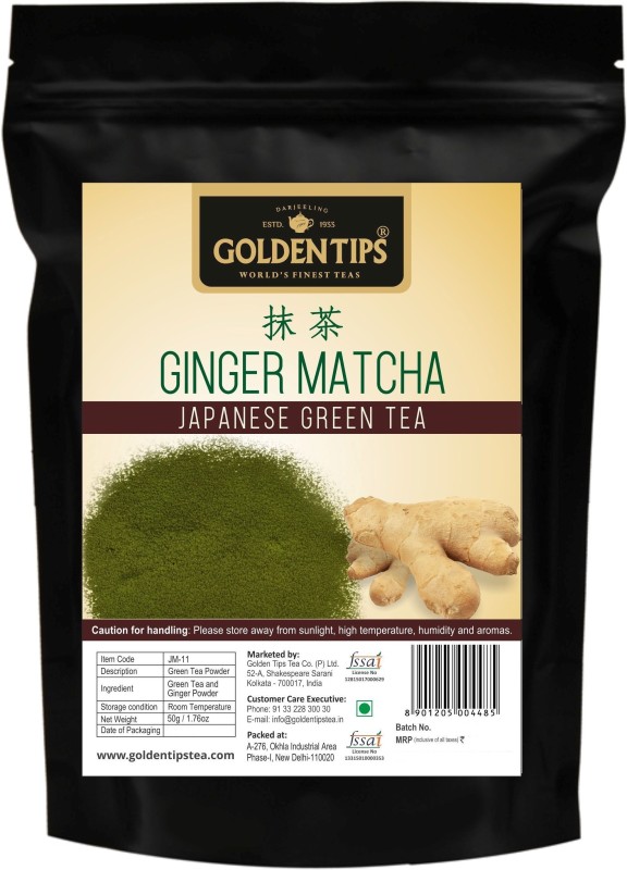 Golden Tips Japanese Matcha Green Tea Ginger Matcha Tea Pouch(50 g)