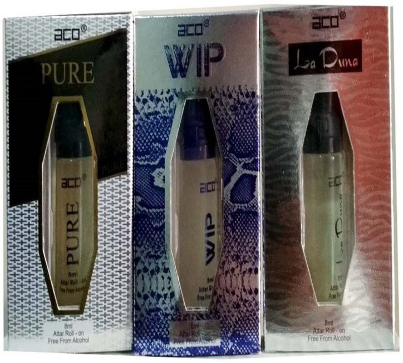 aco PERFUMES aco PURE, WIP, LA DUNA, 8ML attar roll on pack of 3 Floral Attar(Citrus)