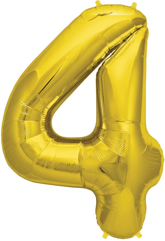 tiank innovation Solid 17 Inch Number 4 (Four) Foil Balloon Balloon(Gold, Pack of 1)
