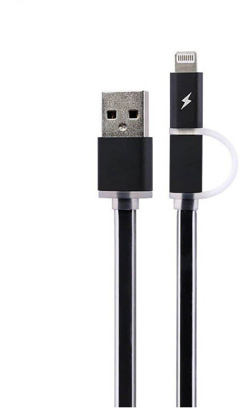 ewave 2 in 1 Lightning & Micro USB High Speed 1 m Lightning Cable(Compatible with Mobile, Tablets, iPhone, Black, One Cable)