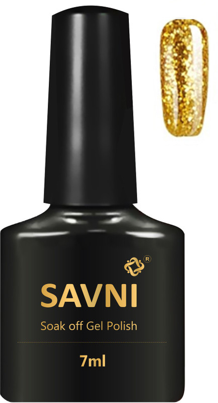 savni Soak off uv gel glitter nail polish 85 for nails Godlen