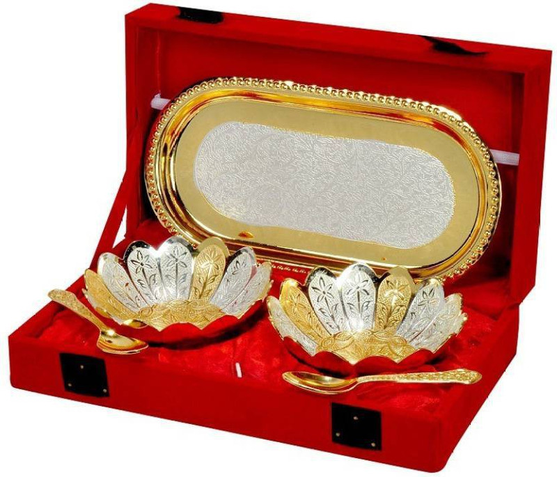 starr traders Decorative Bowl Set Bowl Spoon Tray Serving Set(Pack of 5)