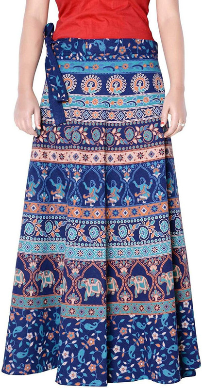 anmol enterprises Printed Women Wrap Around Blue Skirt