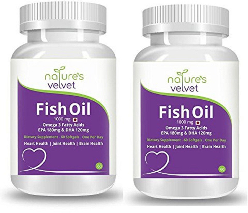 Natures Velvet Lifecare Fish Oil Omega 3, 60 Softgels, 1000mg,- Pack of 2(1000 mg)