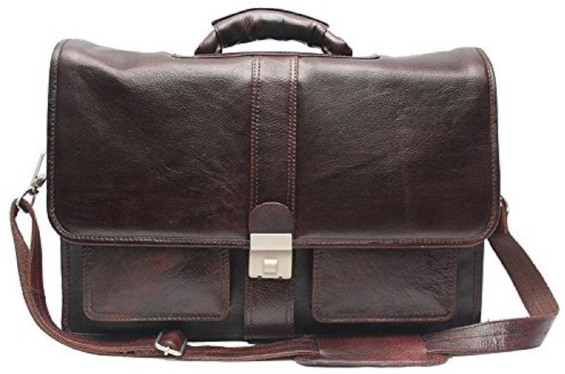 reo leather | Leather Laptop Messenger Bag for Men |15.6'' Laptop Compartment| |Expandable Features| Cross Body Shoulder Strap | High Security No. Lock Closure | 18 Liters | Waterproof Messenger Bag(Brown, 18 L)