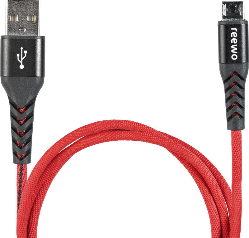 reewo extra tough, premium, kevlar braided charging cable for android | Kevlar fibre insulated with nylon braiding | 20000+ bend tests cleared (Red) 1 m Micro USB Cable(Compatible with Android mobiles, Tablets, Red, Sync and Charge Cable)