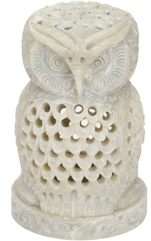 u carry me Soapstone Rounded Tea Light Holder (Beige) (Owl) Stoneware Candle Holder(White, Pack of 1)