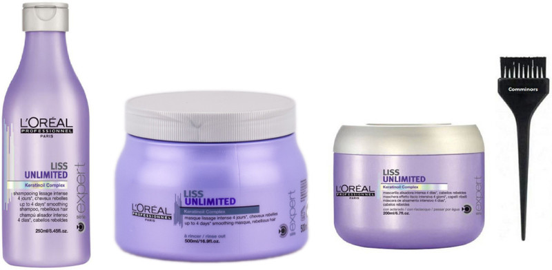 comminors Of hair Brush & Liss unlimited Kerotin complexx Hair spa & shampoo & Conditioner (set of 4)(4 Items in the set)