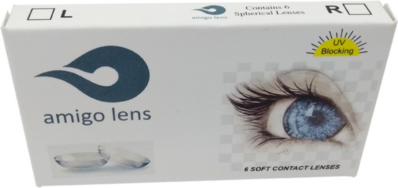 celebration Amigo UV Blocking Clear Lens 6 Lens Box Monthly Disposable Monthly(-2.00, Colored Contact Lenses, Pack of 6)