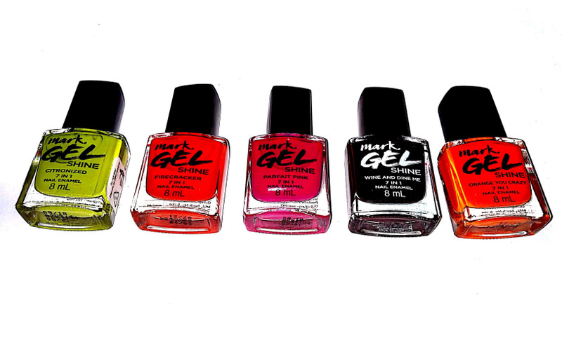 avon mark nail enamel parfait pink, firecracker, wine and dine me, citronized, orange you crazy(Pack of 5)