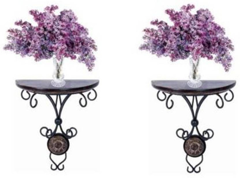 wood world ih wwih355 Wooden, Iron Wall Shelf(Number of Shelves - 2, Multicolor)