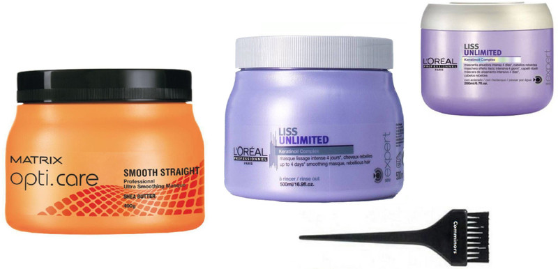 comminors Of hair brush & opticare ultra smooth hair spa & Liss unlimited kerotin Hair Spa & Conditioner ( set of 4)(4 Items in the set)
