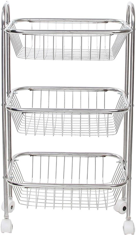 synosilver Round Stainless Steel Fruit & Vegetable Basket(Steel)