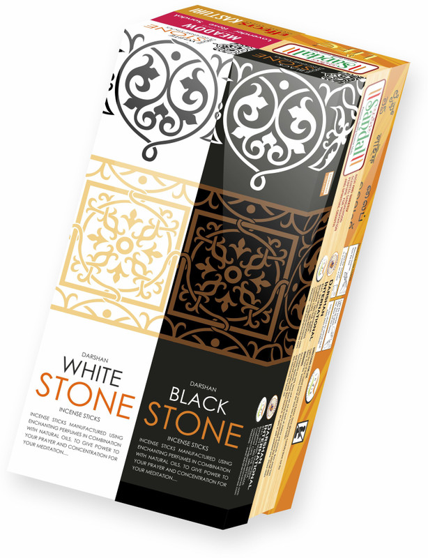 darshan incense DIAssorted55 Black Stone, White Stone, Patchouli, Meadow, Sandal, Woody Agarbattis(75 Units)