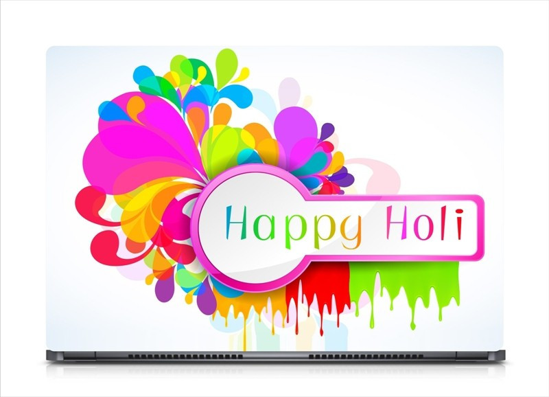 HD Arts Colourful Happy Holi ECO Vinyl Laptop Decal 15.6