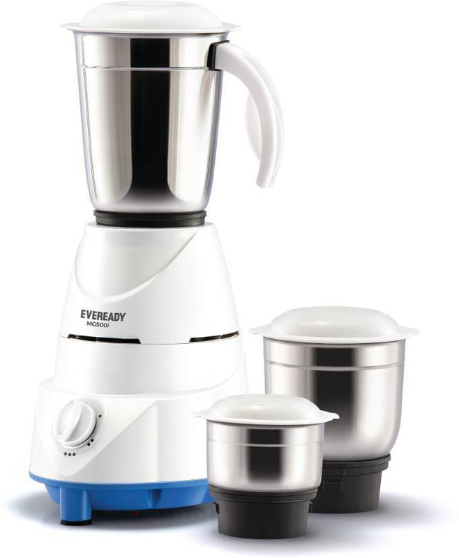 Eveready MG500 white 500 Juicer Mixer Grinder(White, 3 Jars)