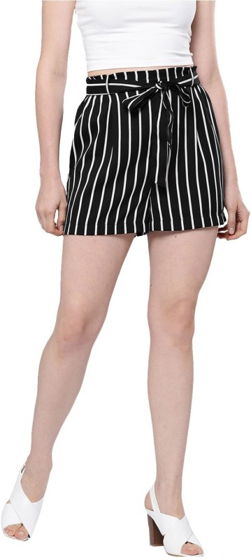 Besiva Striped Women Black Regular Shorts