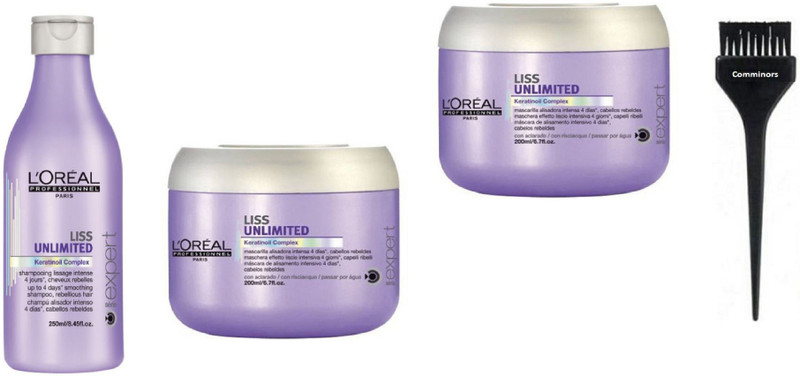 comminors Of hair brush & Liss unlimited shampoo & Kerotin Complex Conditioner (pack of 2) ( set of 4)(1 Items in the set)