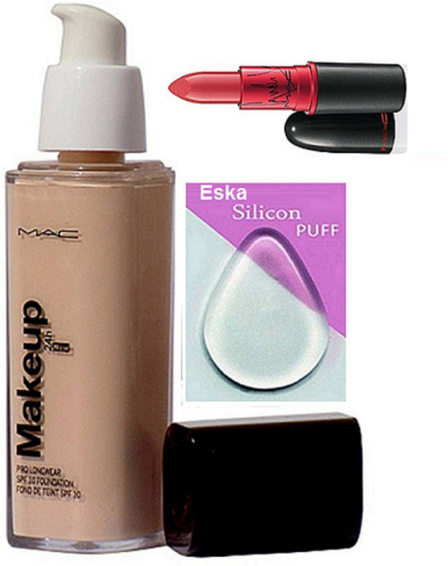 eska Silicon Puff, Makeup Pro Longwear Foundation, Lady Gaga Lipstick(3 Items in the set)