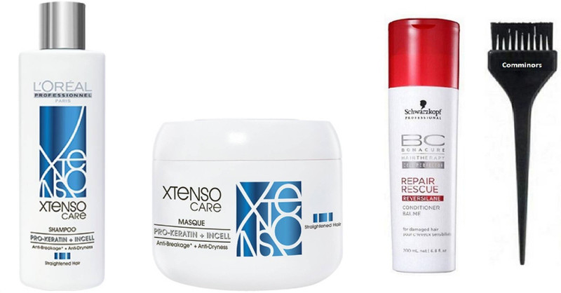 comminors of hair brush & X-tenso care Pro-Kerotin incell shampoo & conditioner & BC Repair Reverse Conditioner (set of 4)(4 Items in the set)