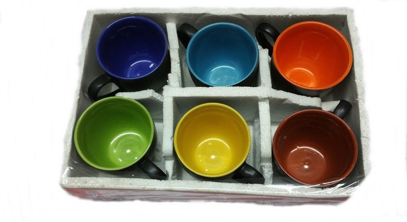 amazecart 6 pcs Matte Black Tea Cups 100 ML Ceramic(Multicolor, Pack of 6)