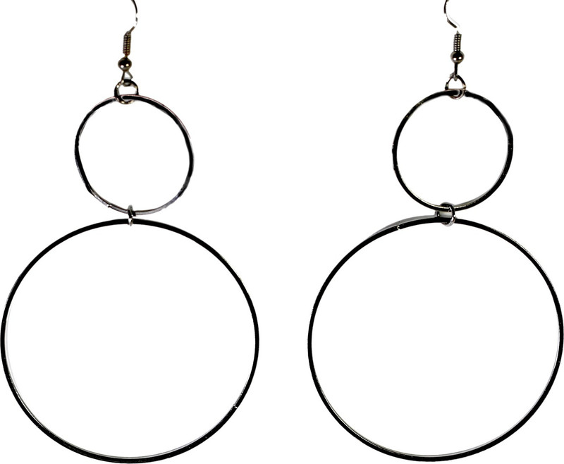 prasi style SilverToned Circular Multi Loop Hoop Earrings White Metal Drops & Danglers