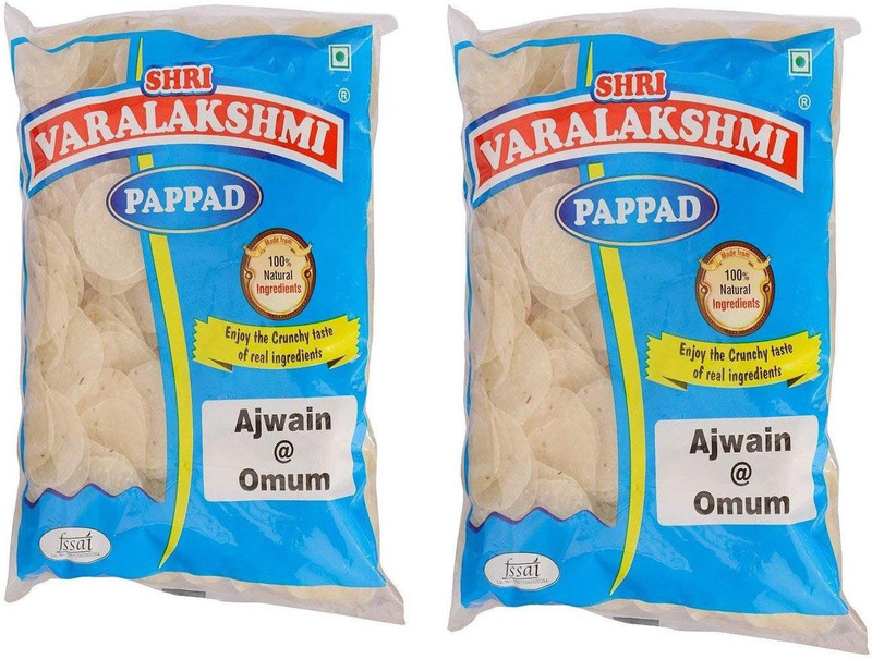 varalakshmi Ajwain Flavoured Sabudana Pappad 500 Grams (Pack of 2) Masala Papad 1000 g(Pack of 2)