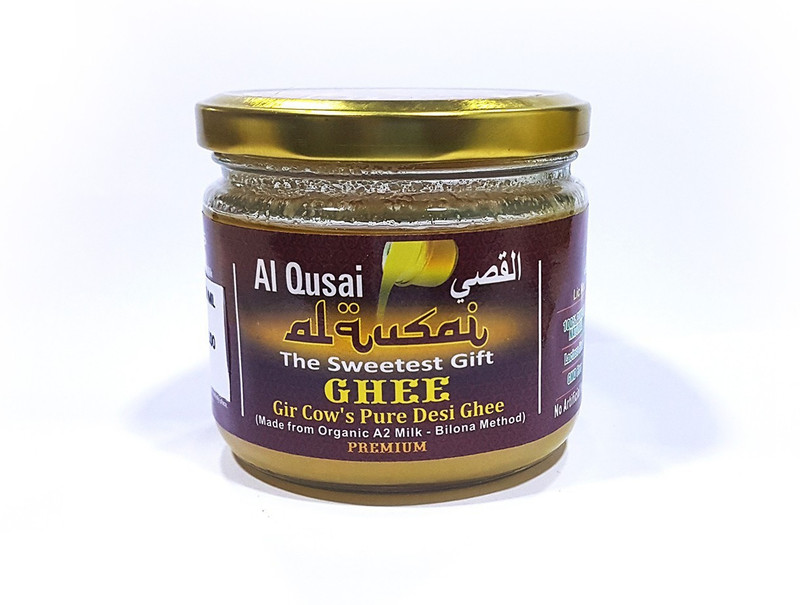 Al Qusai Ghee, 250ml, Gir Cow's Pure Desi Ghee(Made From Organic A2 Milk-Bilona Method) Ghee 250 ml 250 ml Glass Bottle Al Qusai Ghee, 250ml, Gir Cow's Pure Desi Ghee(Made From Organic A2 Milk-Bilona Method) Ghee 250 ml 250 ml Glass Bottle