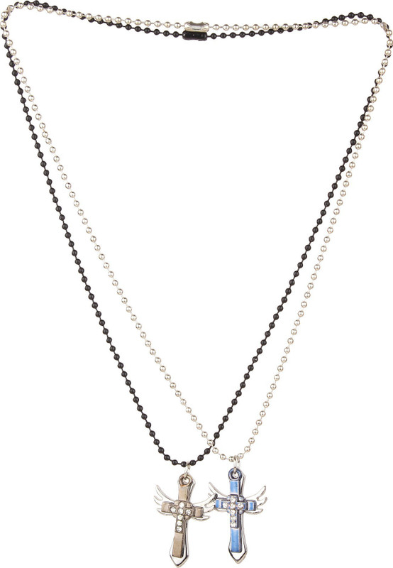 styles creation Combo Of Jesus Cross Shape Pendant Necklace / Locket Jewellery / Chain For Men Silver Steel, Alloy Pendant