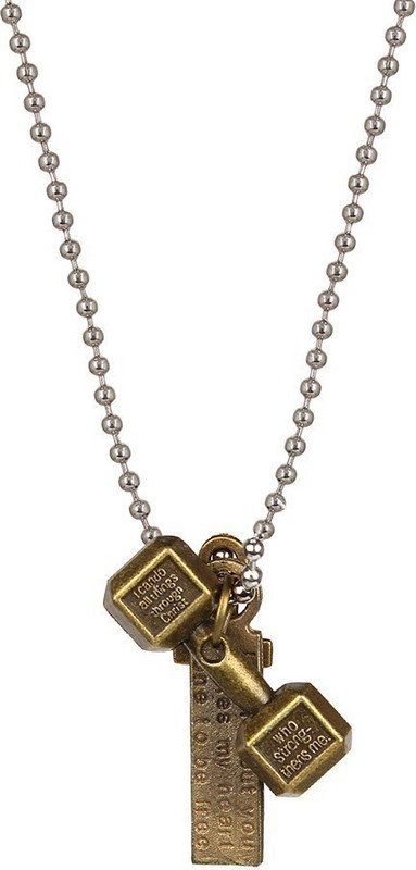 styles creation Dumbbell Gym Motivational Pendant Necklace Locket Jewellery / Ball Chain Brass Brass, Steel Pendant Set