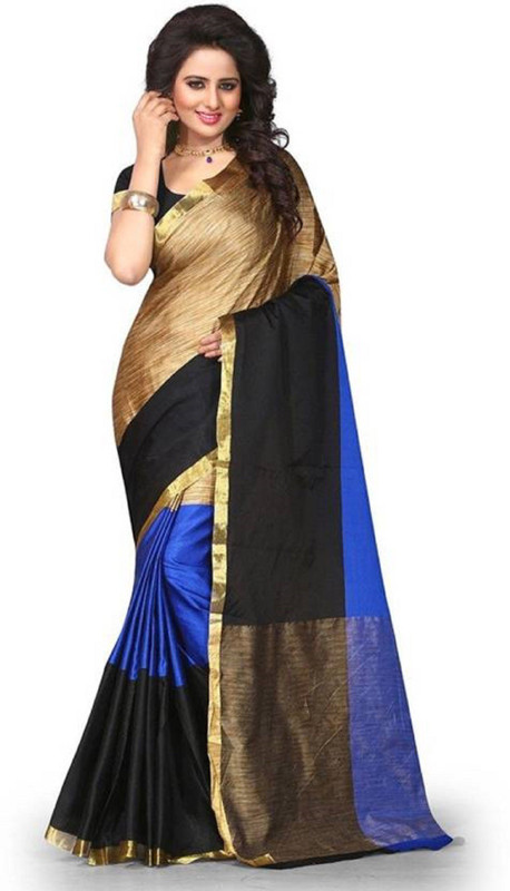 tina fashion Color Block Fashion Dupion Silk Saree(Multicolor)