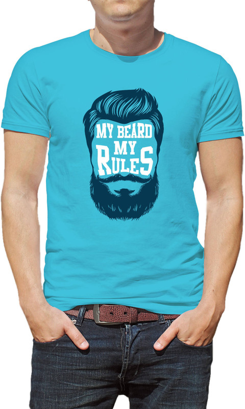 bongsutra Graphic Print Men Round or Crew Light Blue T-Shirt